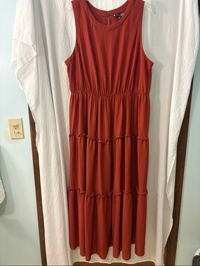 Maison Tara Rust Tiered Sleeveless Maxi Dress